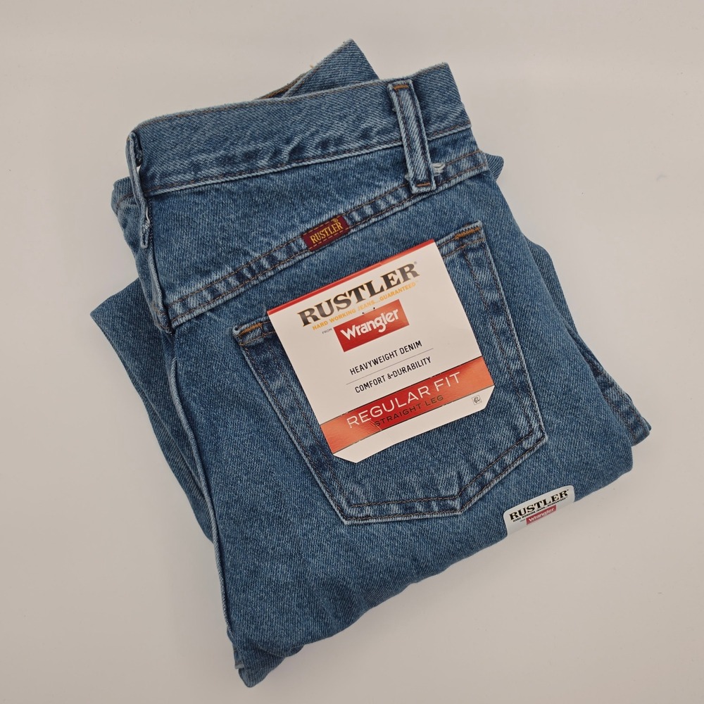 Rustler Wrangler Jeans Men 30x32 Blue New Regular Fit Straight Leg Heavyweight